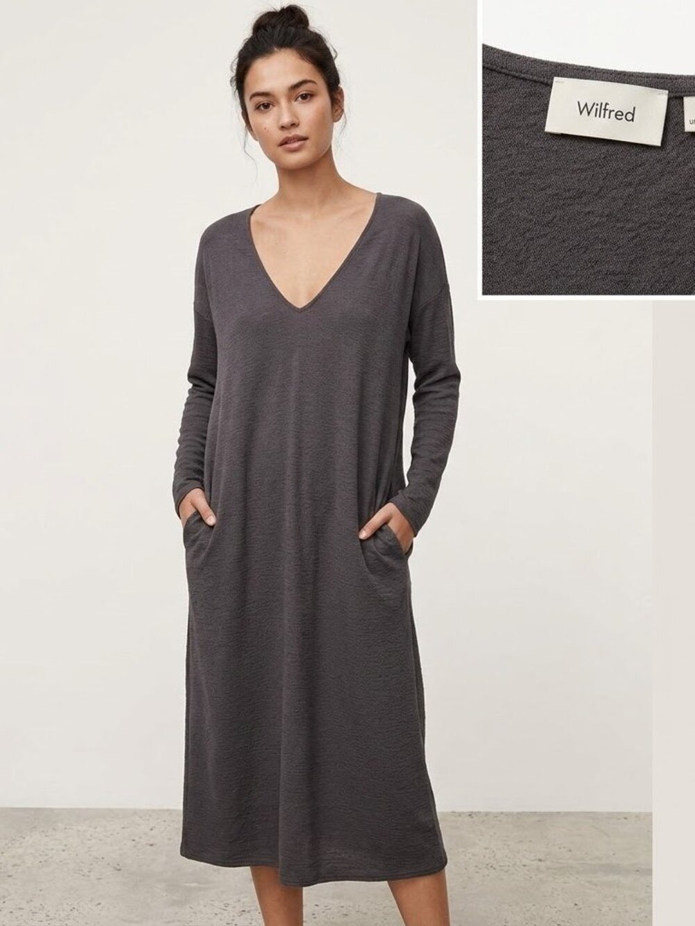 010 Wilfred Size Long Sleeve Dress With Pockets **normal Wash Wear***